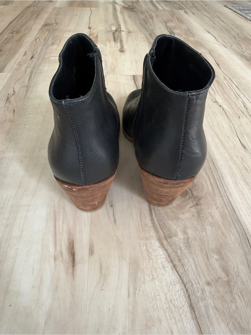 Rachel Comey Mars Ankle Booties- Black leather with Stacked Wood Heel - 9 - GUC - Picture 6 of 11